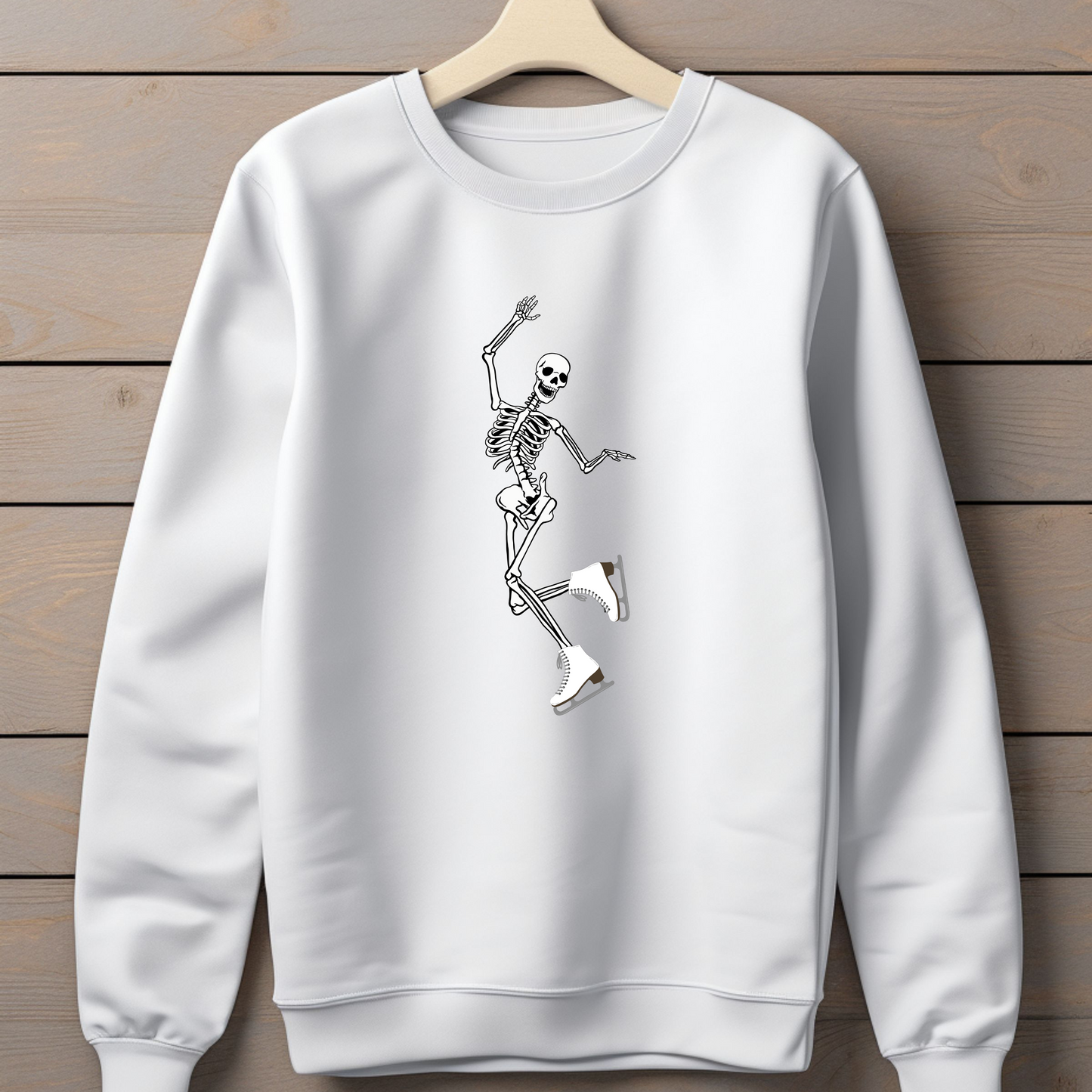 Figure Skating Skeleton Halloween Crewneck Sweatshirt