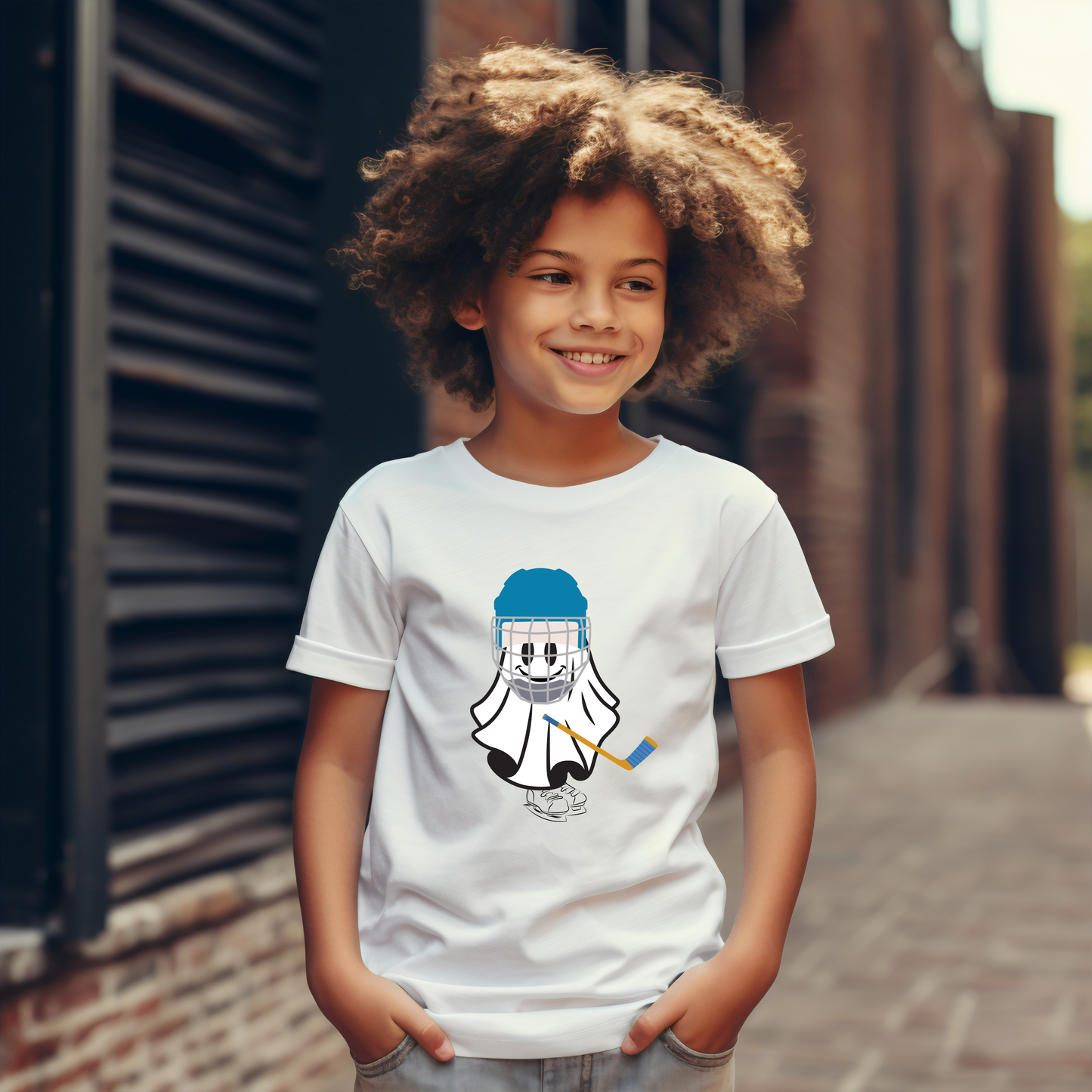 Kids Halloween Ghost Hockey Shirt