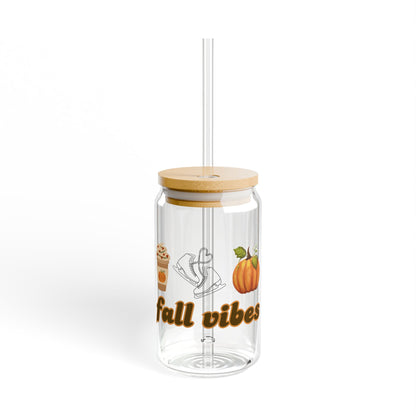 16oz Figure Skating Sipper Glass – Fall Vibes Design, Perfect Gift for Skating Fans