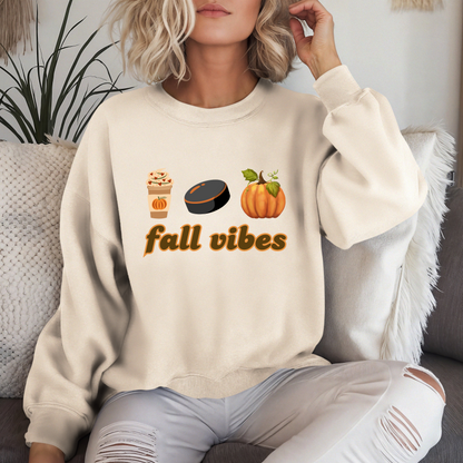 Fall Vibes Hockey Mom Crewneck Sweatshirt
