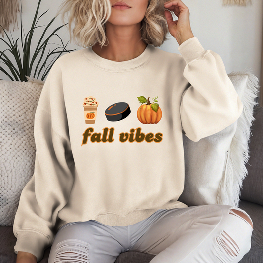 Fall Vibes Hockey Mom Crewneck Sweatshirt