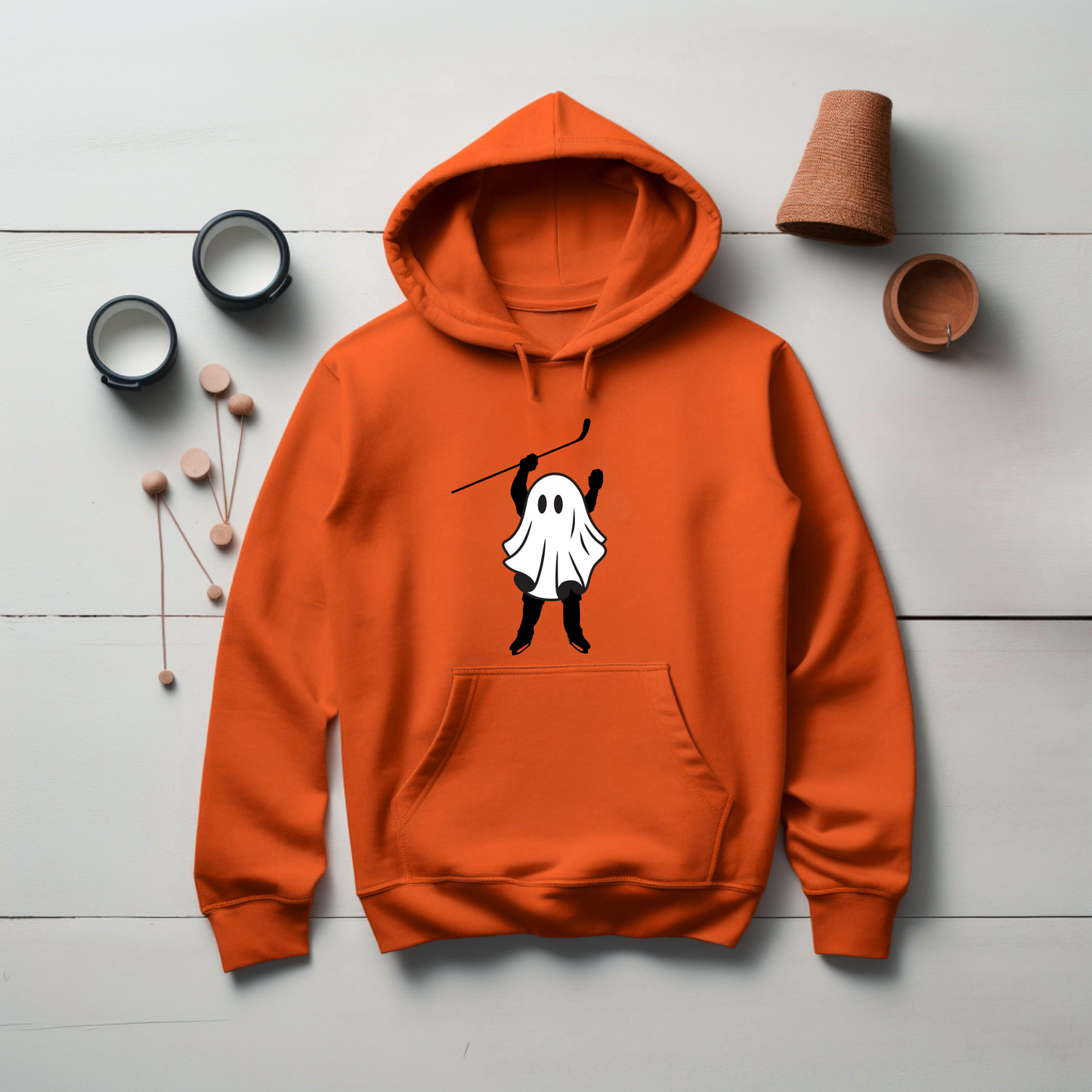 Youth Hocky Player Ghost Halloween Hoodie