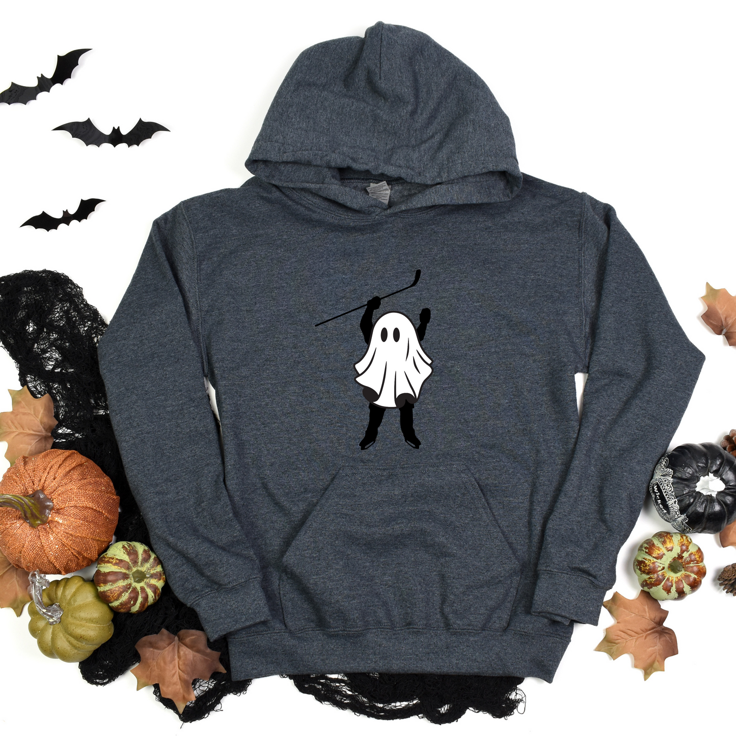 Youth Hocky Player Ghost Halloween Hoodie