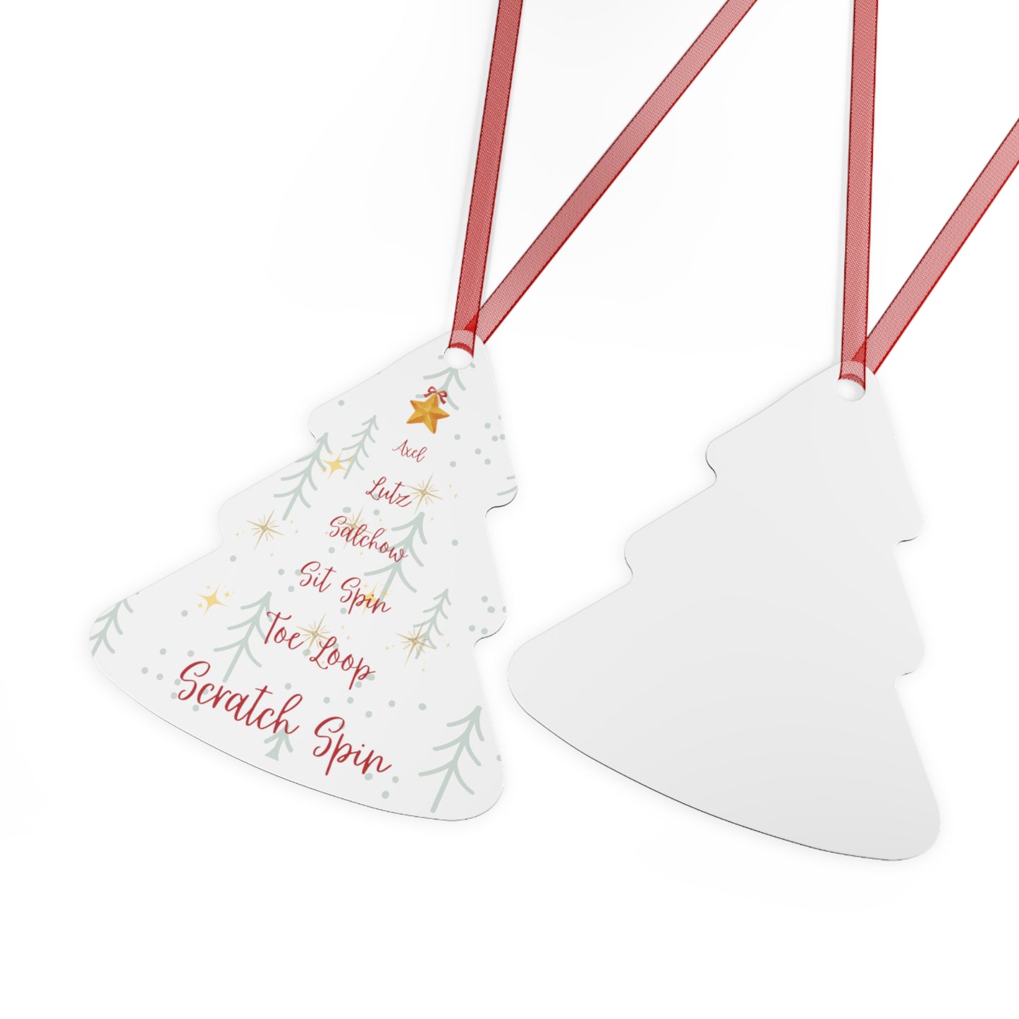 Figure Skating Christmas Ornament - Metal Tree Shaped Holiday Ornament - Skater Gift - Ice Skating Decor - Xmas Gift for Figure Skaters