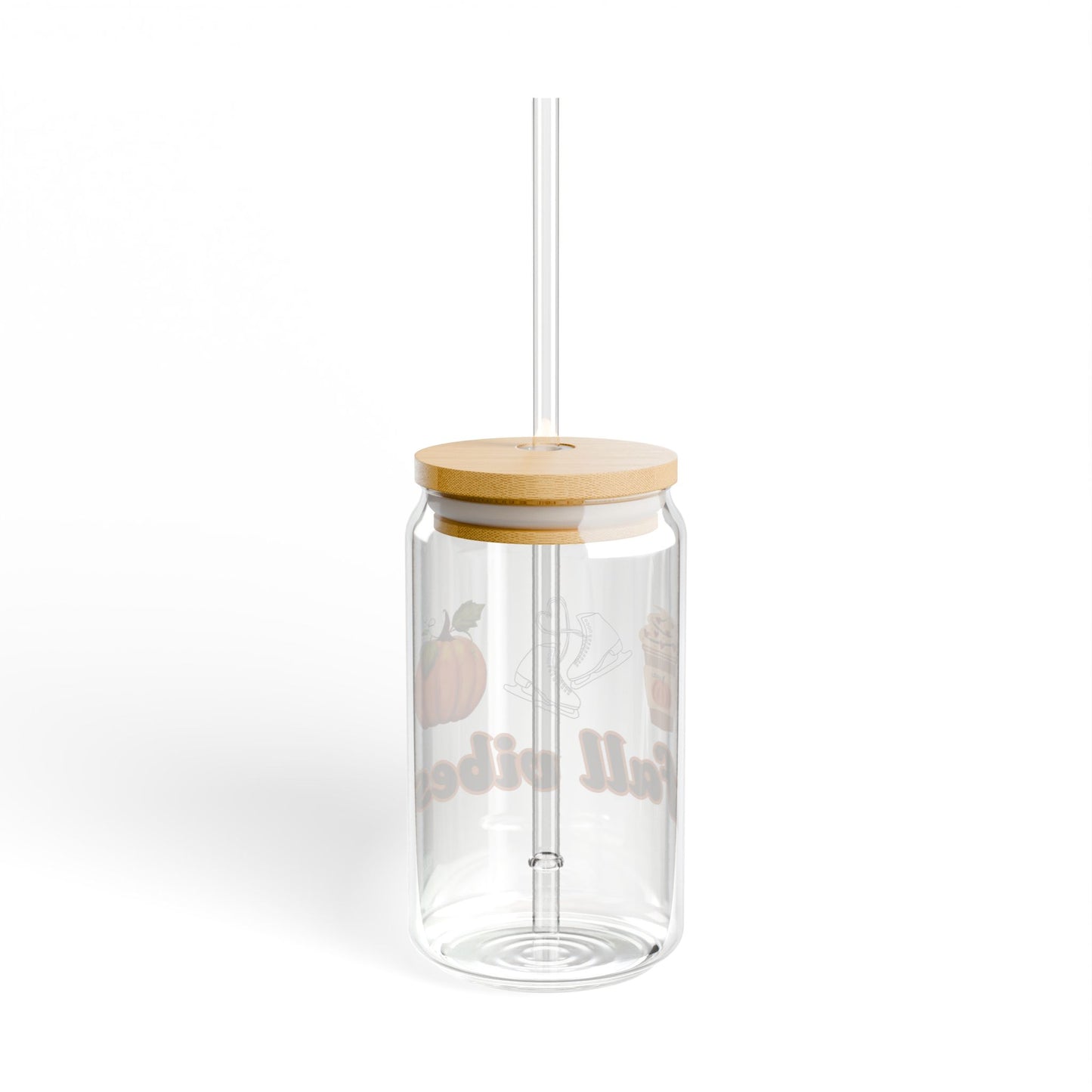 16oz Figure Skating Sipper Glass – Fall Vibes Design, Perfect Gift for Skating Fans