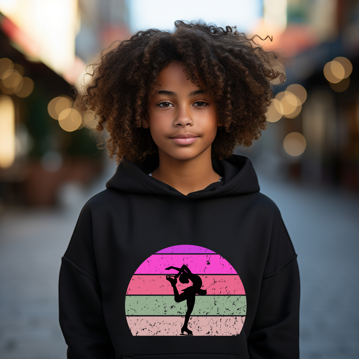 Youth Figure Skating Figure Skater Silhouette Sunset Hoodie