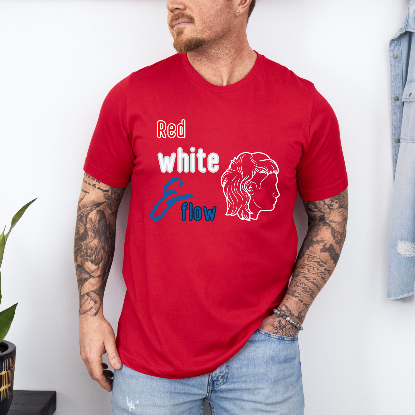 Red White And Flow Men's Funny Hockey T-Shirt