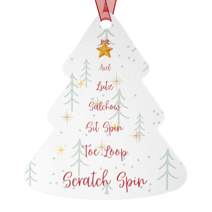 Figure Skating Christmas Ornament - Metal Tree Shaped Holiday Ornament - Skater Gift - Ice Skating Decor - Xmas Gift for Figure Skaters