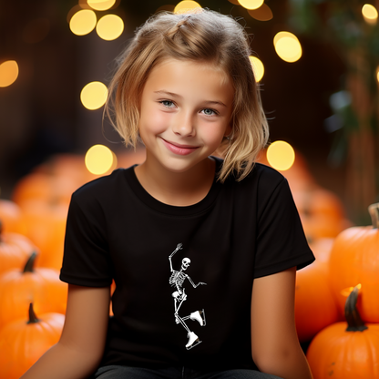 Kids Figure Skating Skeleton Halloween Tee